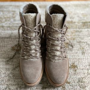 Dolce Vita Hanley Faux Shearling Trim Suede Hiker Booties